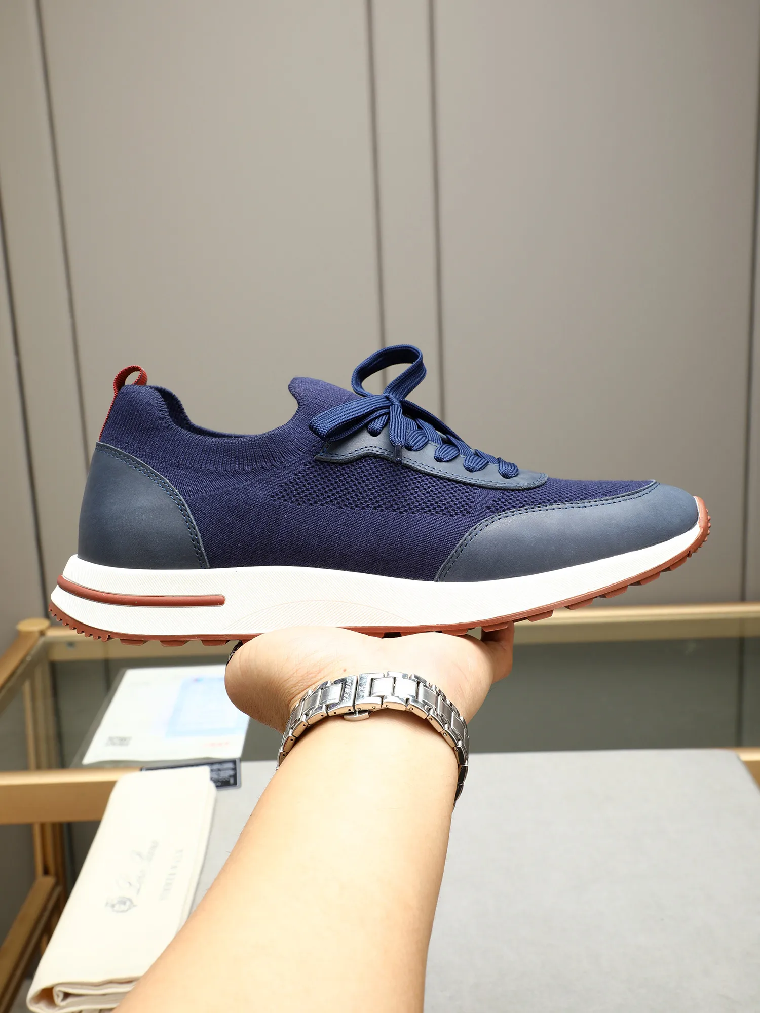 Men's shoes 💰420 LP new product on sale Loro Piana knitted sneakers | Made of Wish wool blended fabric | The upper is made of unique knitted fabrics